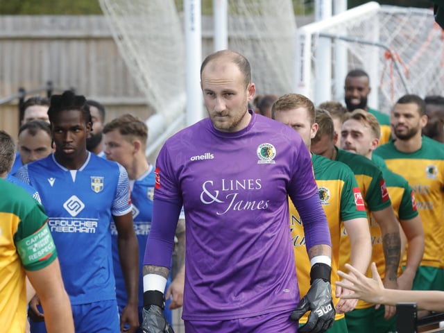 Action from Horsham's 2-0 home defeat to Bishop's Stortford in the Isthmian Premier on Saturday