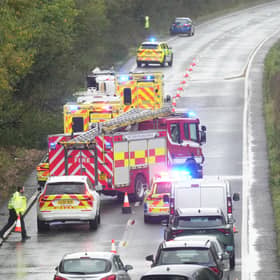 Emergency services at the scene of a collision on the A23 on Saturday, October 24. Photo: Eddie Mitchell