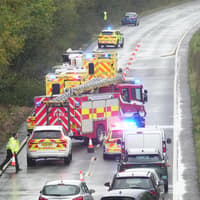 Section of A23 blocked in Mid Sussex after report of accident involving car and van – photos