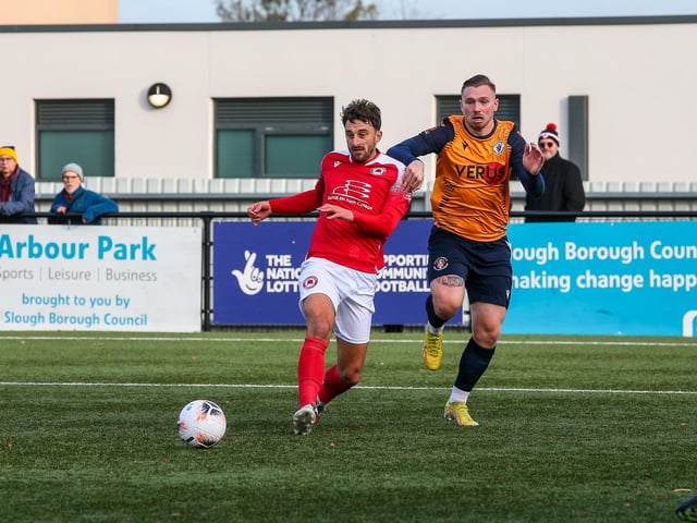 Action from Eastbourne Borough's 5-1 win at Slough Town in the National League South