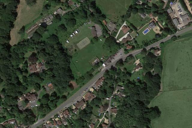 SDNP/22/02154/FUL: Land West of The Flying Bull, London Road, Rake. Erection of 3 no. dwellings. Photo: Google Maps.