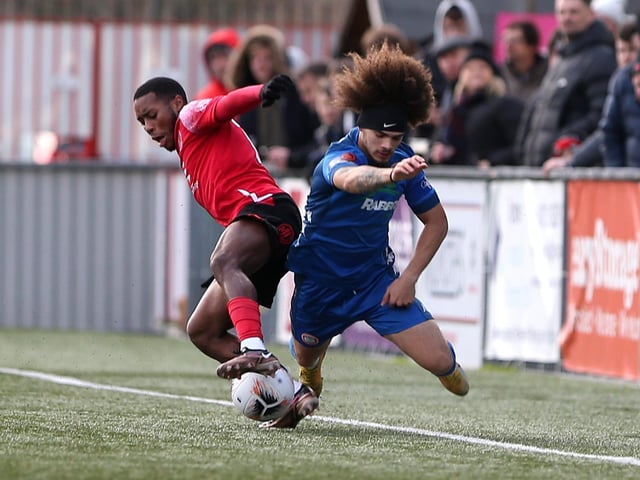 Action from Worthing's 2-0 National South win at Eastbourne Borough