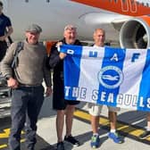 Chris Shambrook and friends on their Europa League trip | Contributed picture