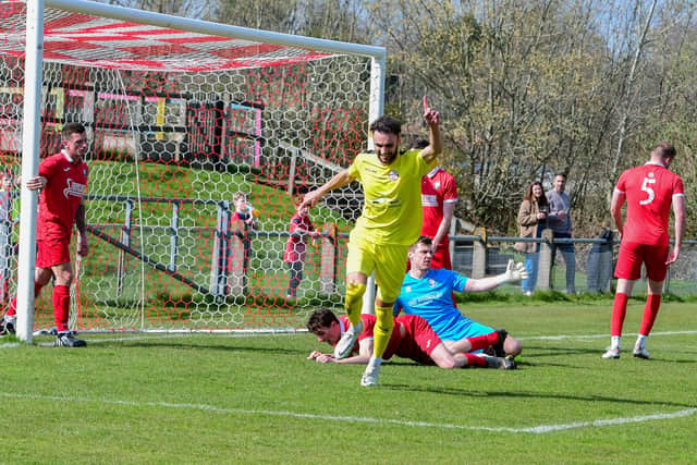 Oli Leslie in scoring form for Crawley Down Gatwick | Picture: Tony Brown