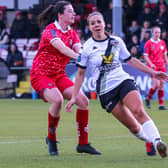 Four-goal Ellie Mason after scoring her second in Lewes' 6-1 FA Cup triumph against Cardiff City | Picture: James Boyes
