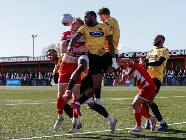 Action from Eastbourne Borough's 5-1 home loss to Maidstone in the National League South