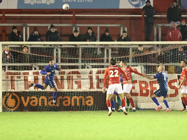 Action from Worthing's 7-2 defeat at Ebbsfleet United in the National League South