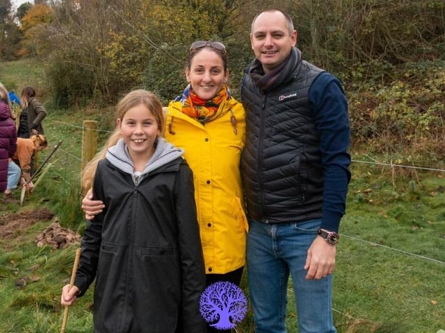 Planting the Queen’s Green Canopy Tree of Trees and 145 trees provided by South Downs National Park at Wild Heart Hill campsite in Findon on Saturday, November 26, 2022.