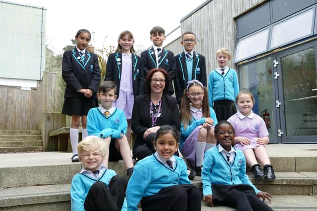 Principal, Natalie Rankin, with pupils at Ark Blacklands Primary Academy