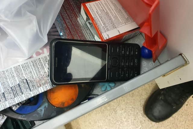 A mobile phone recovered by police.