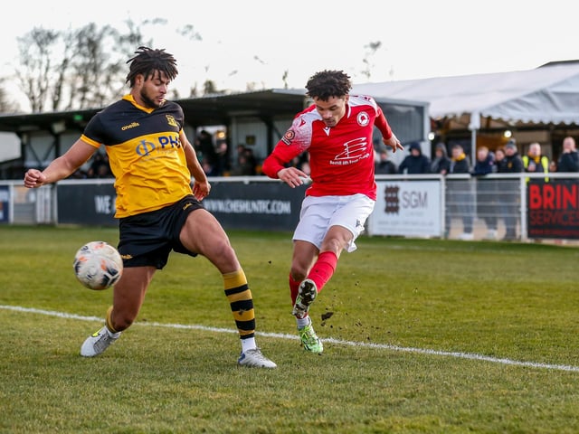 Action from Eastbourne Borough's 1-0 defeat at Cheshunt in National League South