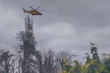 A reader has sent a photo to the Crawley Observer on Tuesday, January 30, that shows a helicopter landing at Ifield Green