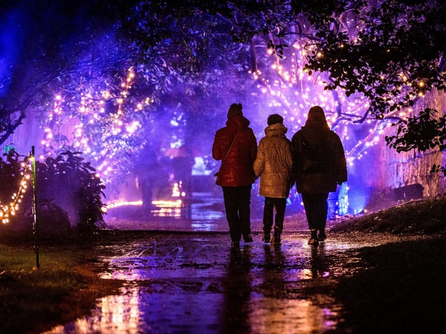 Illuminated Battle Abbey on December 7 2023. Photo by Jim Holden and supplied by English Heritage.