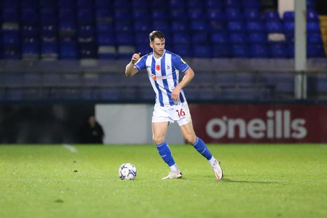 Byrne has marshalled the Hartlepool United defence well since moving into a back four. (Credit: Michael Driver | MI News)