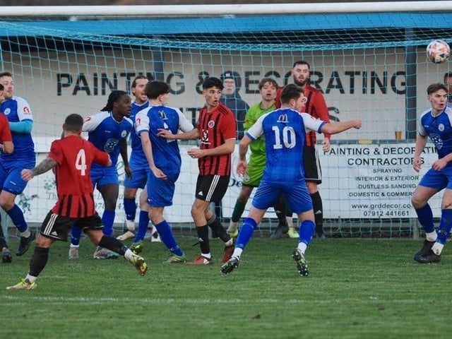 Action from Shoreham's win over AFC Varndeanians in the SCFL premier division