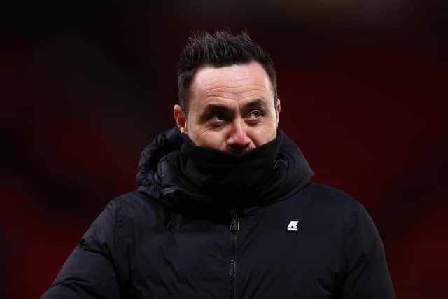 Brighton & Hove Albion head coach Roberto De Zerbi has revealed he accepts the FA’s decision to hand him a touchline ban – even though he doesn’t agree with the ruling. Picture by Naomi Baker/Getty Images