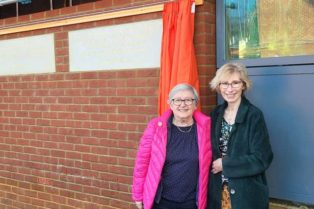 Ann Dutton and Jackie Chipps with the two foundation stones