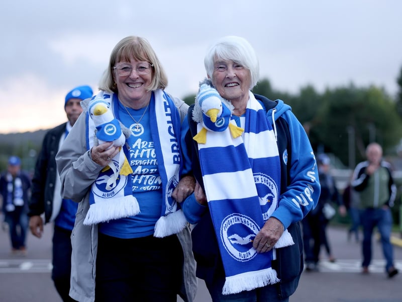 Brighton & Hove Albion fans arrive at the stadium prior to the UEFA Europa League 2023/24 group stage match between Brighton & Hove Albion and AEK Athens FC at American Express Community Stadium on September 21, 2023 in Brighton, England. (Photo by Alex Pantling/Getty Images)