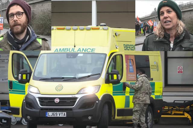 Angelique and Ben, who work for the ambulance service in Brighton, joined a nationwide strike on Wednesday. Photos: Eddie Mitchell