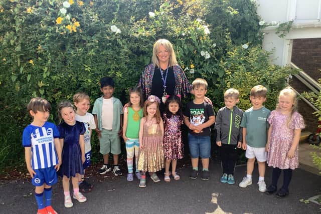 Natasha Paling from Balfour Primary School with pupils