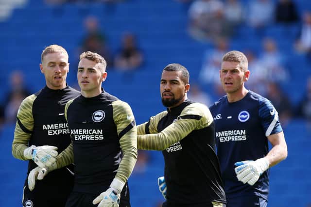 Steele, who had previously started all of Brighton’s EFL and FA Cup games, has kept two clean sheets in the three league games he has played since taking Sanchez's spot.  (Photo by Steve Bardens/Getty Images)