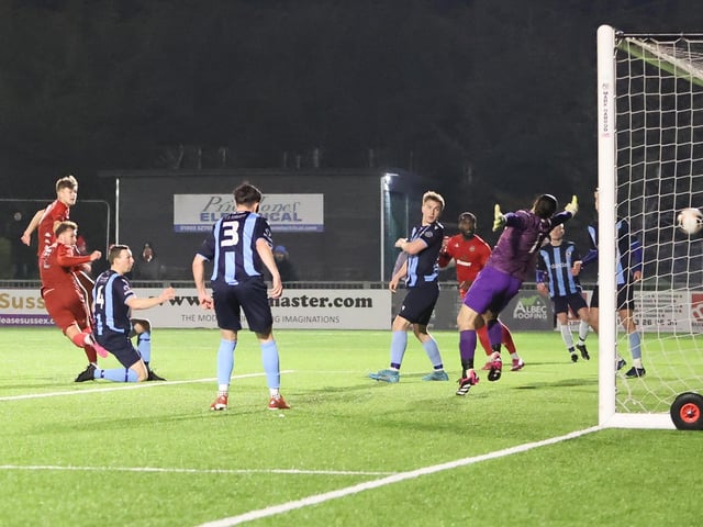 Action from Worthing FC's 6-2 Sussex Senior Cup win over Crowborough Athletic at Woodside Road
