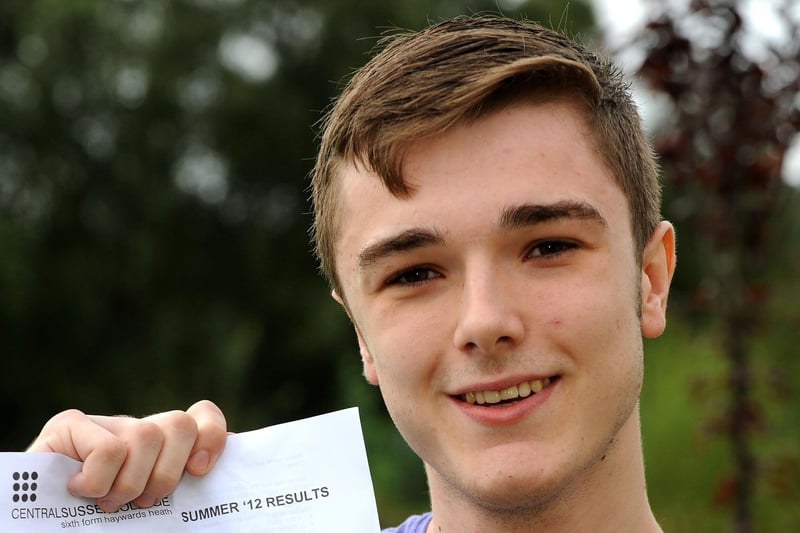A-level students at St Pauls College, Burgess Hill, receive their results. Tom Crawley achieved 3 A's