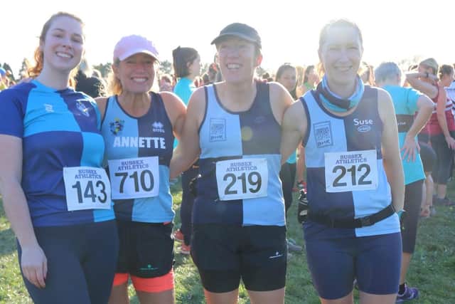 BHR trio Becki, Annette, Cath, Suse at  the cross country at Ardingly | Picture: John Palmer