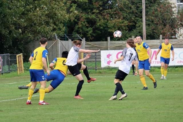 Pagham and Blackfield and Langley in action before the Lions were reduced to seven men late in the game | Picture: Roger Smih