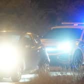 A police car was pictured at the scene, after the collision, on the Great Daux roundabout.