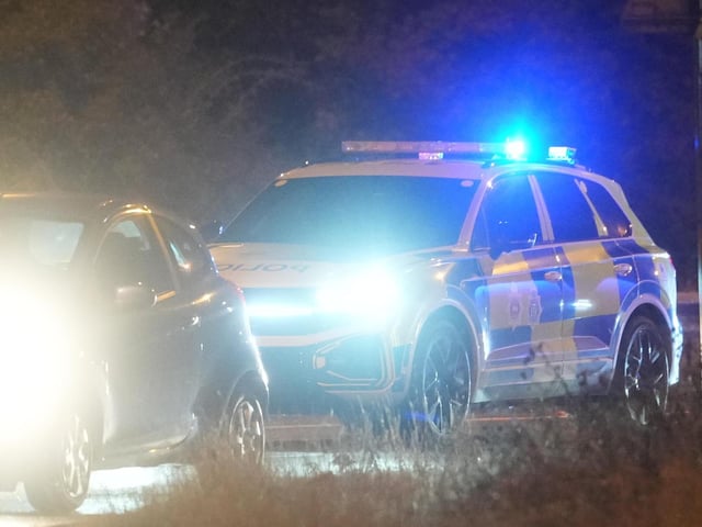 A police car was pictured at the scene, after the collision, on the Great Daux roundabout.