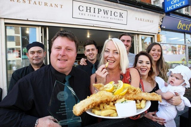 The Chipwick in Brighton Road won Chippy of the Year in 2016. Adam and Rebecca Rance and the team. Photo by Derek Martin