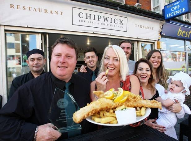 The Chipwick in Brighton Road won Chippy of the Year in 2016. Adam and Rebecca Rance and the team. Photo by Derek Martin