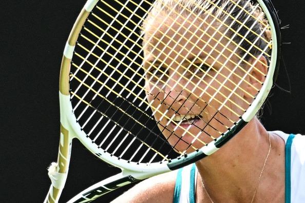 Czech Republic's Karolina Pliskova returns to Belgium's Elise Mertens during their women's singles round of 32 tennis match