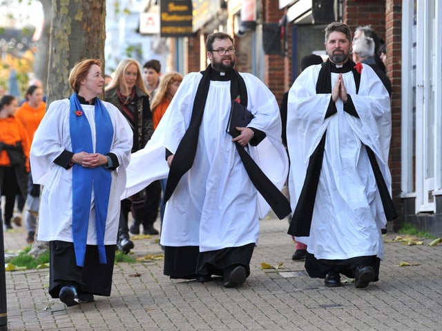 A Remembrance parade leaves the Royal British Legion Headquarters in Woodsland Road, Hassocks, and marches to URC Church on Keymer Road
