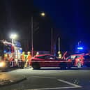 In Pictures: Woman taken to hospital following two car collision in Eastbourne