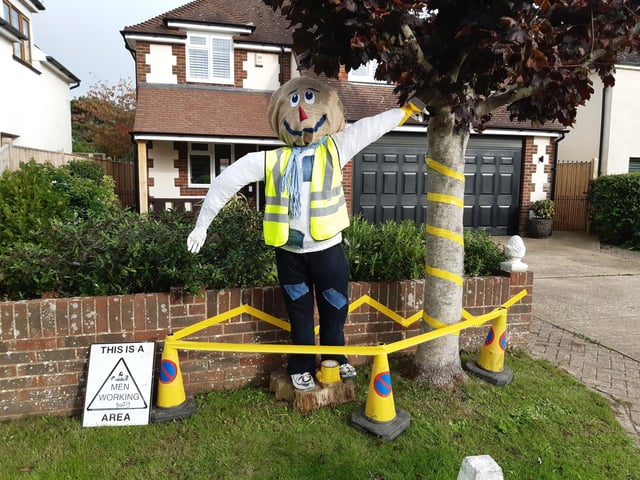 Some of the super scarecrows created for the Ferring Scarecrow Festival 2022, raising money for 1st Ferring Scouting Group. Some have pumpkins displaying a letter, five in North Ferring and nine in South Ferring. Unscramble them to enter the prize draw. Trail maps available at Brown's Natural Pet store.