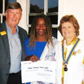 Ian Emmins and Judith Pratt of Rotary with Yvrose Telfort,