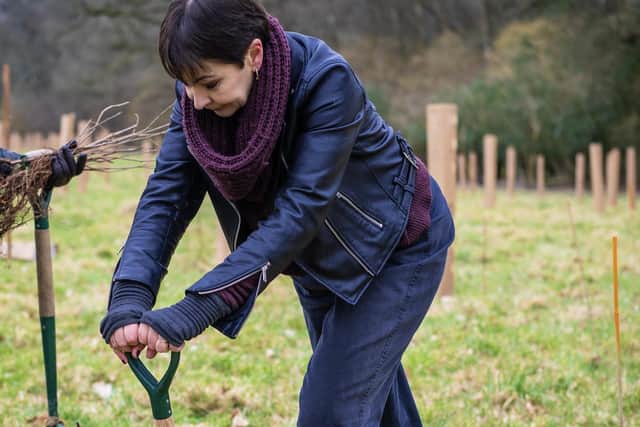 Green Party MP Caroline Lucas was among those who helped to plant more than 1,200 trees in the grounds of South Lodge Hotel at Lower Beeding