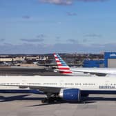 Boeing 777 passengers aircrafts of American Airlines and British Airways are seen at John F. Kennedy Airport on January 8, 2024. (Photo by Charly TRIBALLEAU / AFP) (Photo by CHARLY TRIBALLEAU/AFP via Getty Images)