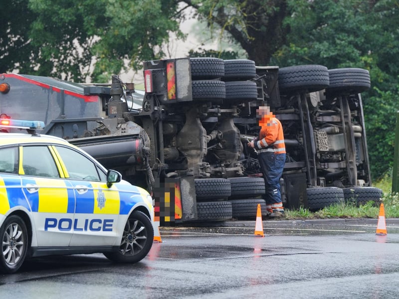 West Sussex Fire & Rescue Service said they were called at 8.12am on Thursday, July 27, to reports of a road traffic collision involving a heavy goods vehicle on the A24 southbound at Findon