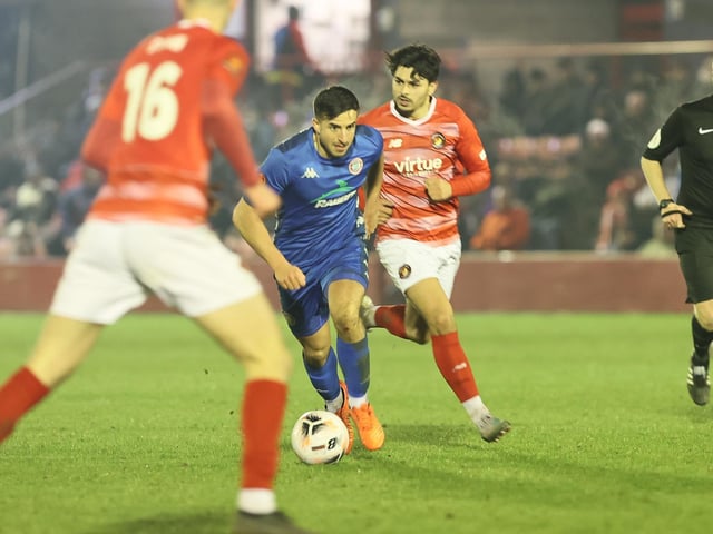 Action from Worthing's 7-2 defeat at Ebbsfleet United in the National League South