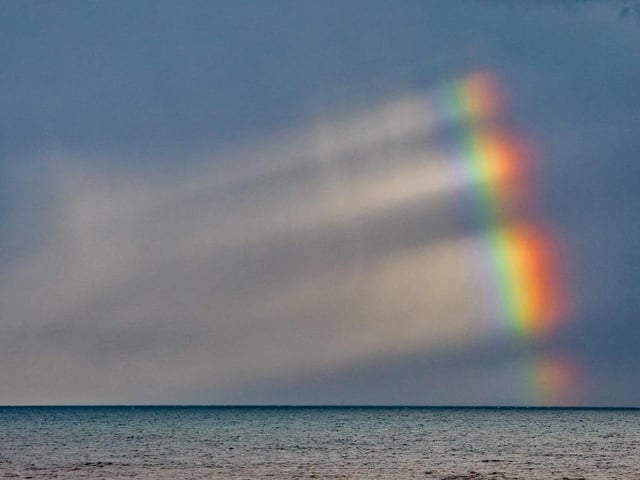 Rainbow over Hastings seafront