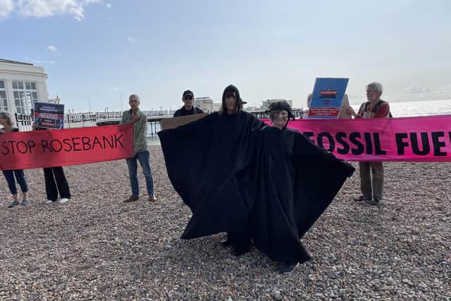 Activists were seen wearing costumes and holding up banners on Worthing Pier this week – in a protest against the Rosebank oilfield.