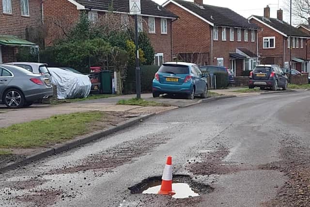 A pothole has formed on a popular bus route in Langley Green.