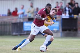 Femi Akinwande in action for Hastings United at Eastbourne Town | Picture: Scott White