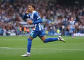 Yasin Ayari after scoring Brighton's second goal during the Premier League draw with Tottenham last Saturday (Photo by Alex Pantling/Getty Images)