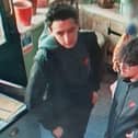 Police investigating a report of two stolen electric bicycles (e-bikes) in Lewes have issued this CCTV image of two men they wish to speak with. Pictures courtesy of Sussex Police