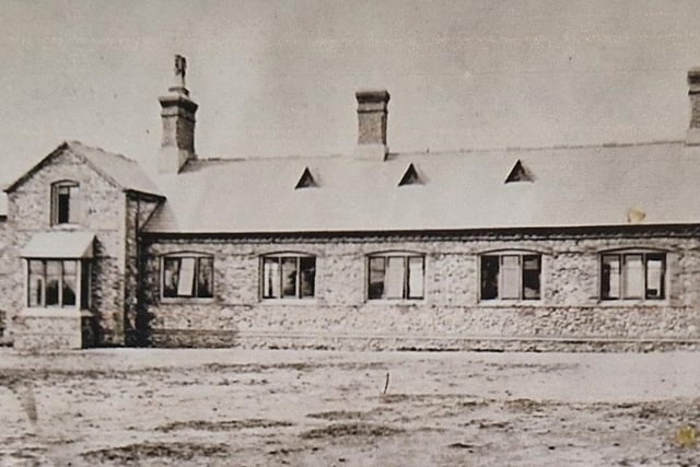 The School House and School, with the accommodation on the left. The entrance to the school is at the rear.