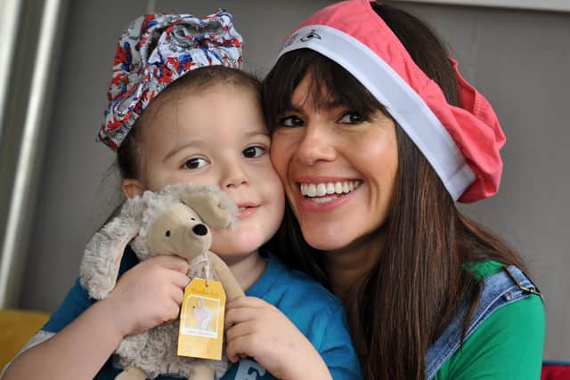Hannah Peckham and her son Bohdi promoting a fundraising campaign for Leukaemia UK earlier this year